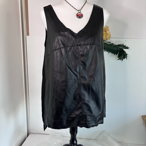 Soprano Tank Top M Medium Sheer Back V-Neck Sleeveless Contrast Hi-Lo #J27 M,L - Picture 2 of 6